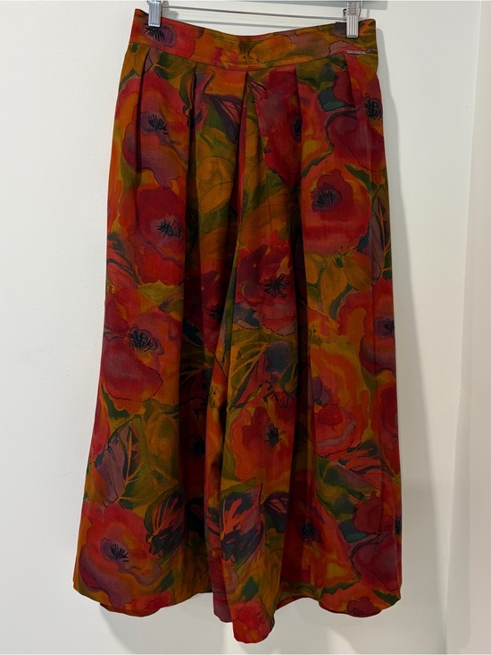 geiger Pants - Vintage 90s Geiger Wide Leg Floral Wool Culottes Gaucho Pants